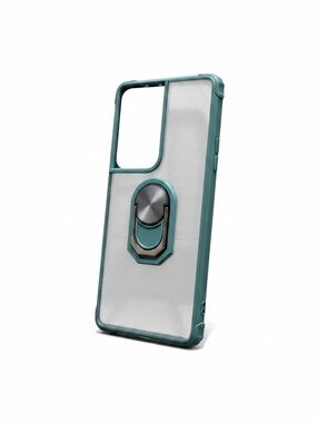 Green Protective Phone Case For Samsung Galaxy S21 Ultra Built-In Ring Stand
